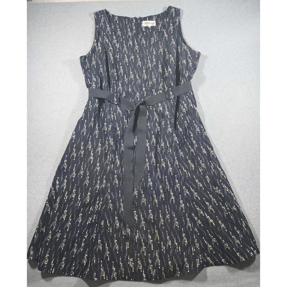 Studio 1 Women's Dress, Size 16W, A-Line, Midi, Black With Geometic Pattern